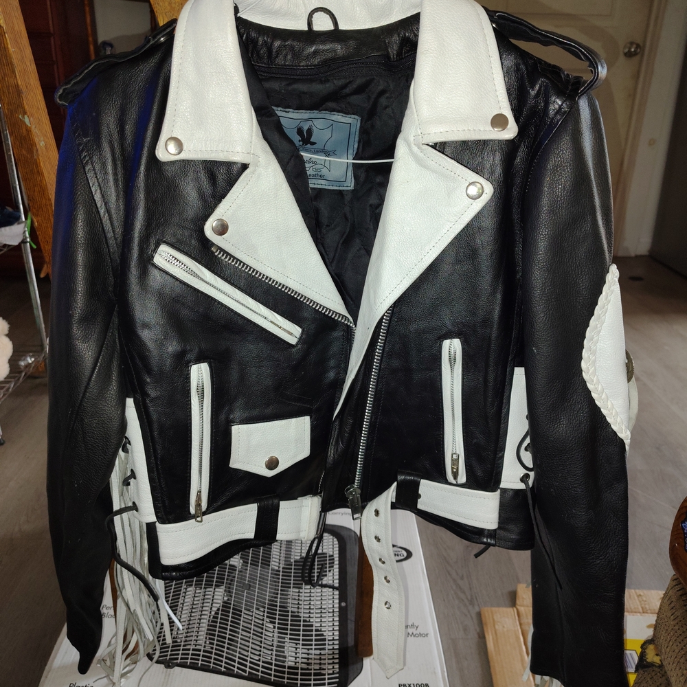 Stylish Black and White Women's Biker Jacket